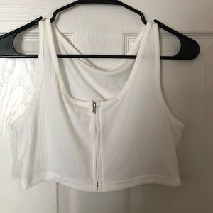 White cropped top with zipper